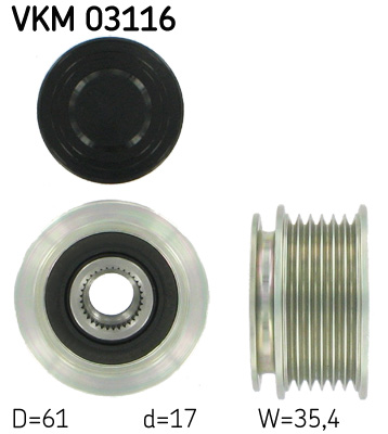 SKF SKFVKM03116 Szabadonfutós ékszíjtárcsa